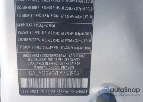 2015 Land Rover Lr4 from USA, damaged, VIN SALAG2V67FA753965